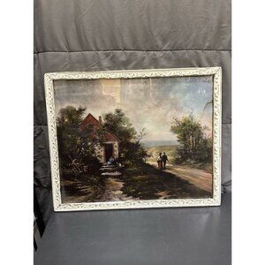 D. S. Brandon 1898 Print Rustic House Countrycore Farm Glass Wood Frame WATER
